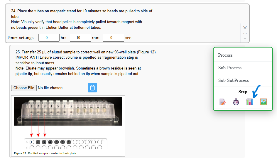 adding a step with table in protocol