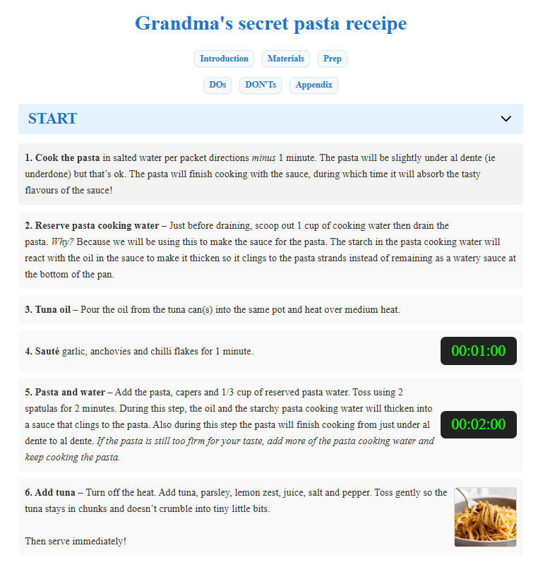 cooking receipe using AssaySmarfs